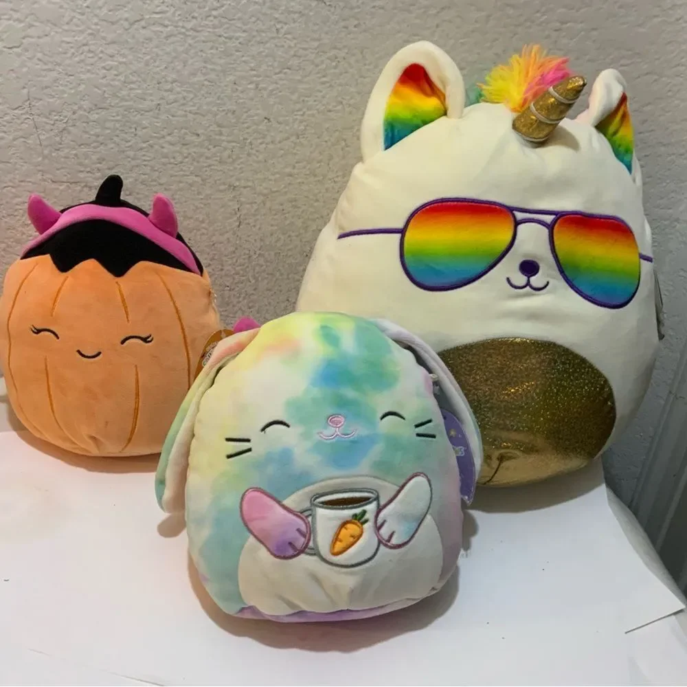 Lot 3 Squishmallows 12 Inch The Rainbow PRIDE 8” Margie 8”  Candy the Tie-Dye